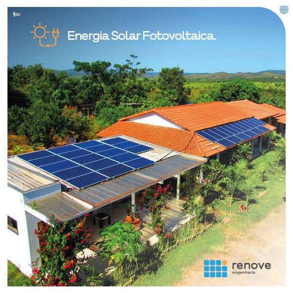Sistema de energia solar fotovoltaica instalado pela Renove Engenharia